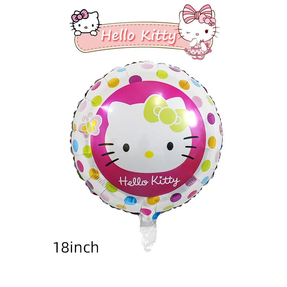 5Pcs Hello Kitty Foil Ballon Kid Party Supplies 18in Round Star Helium Globos Girl Favor Toy Gift Party Supplies Holiday