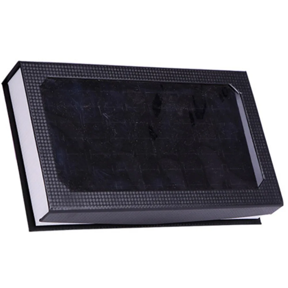 

72 Slots Ring Box Large Capacity with Transparent Cover Earrings Storage Case Flannel Exquisite Jewelry Packaging Box