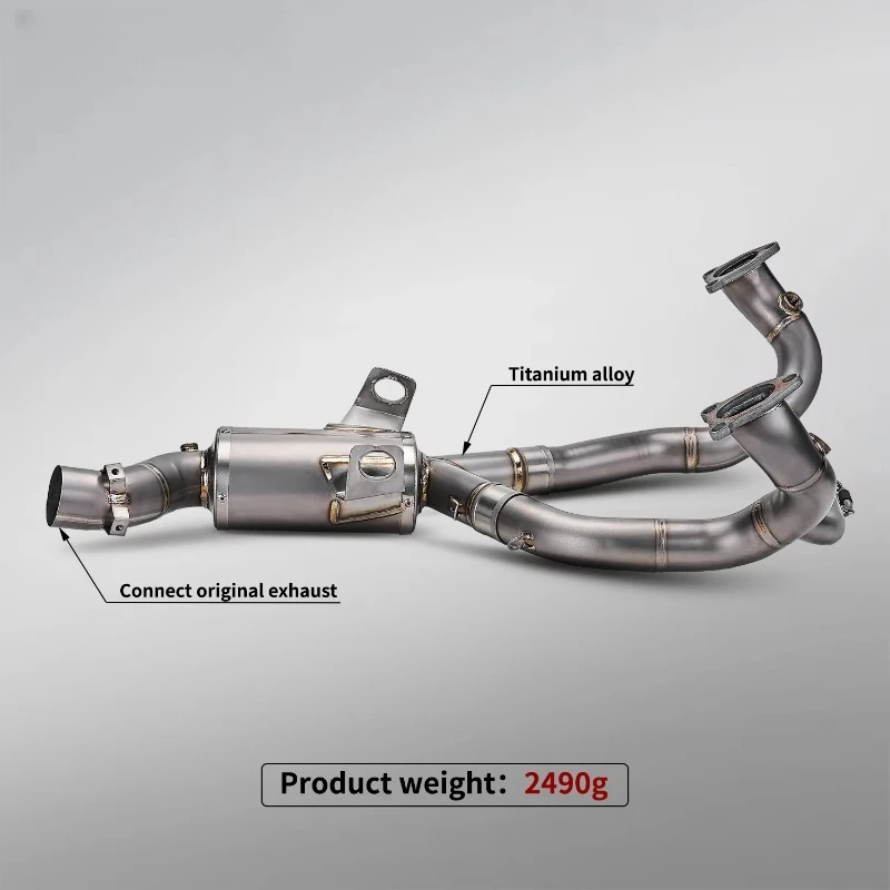 NlkHanm for R1300GS 2024-2025 Adventure Motorcycle Titanium Alloy Exhaust Front Middle Link Pipe Silver Exhaust Escape