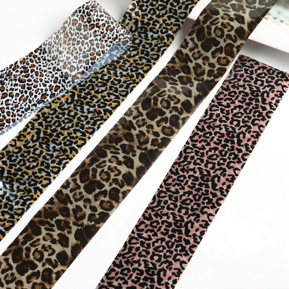 Premium Nail Art Starry Foil Set Leopard Print Transfer Decals Gold Silver Pink Brown For Full Beauty Manicure Design