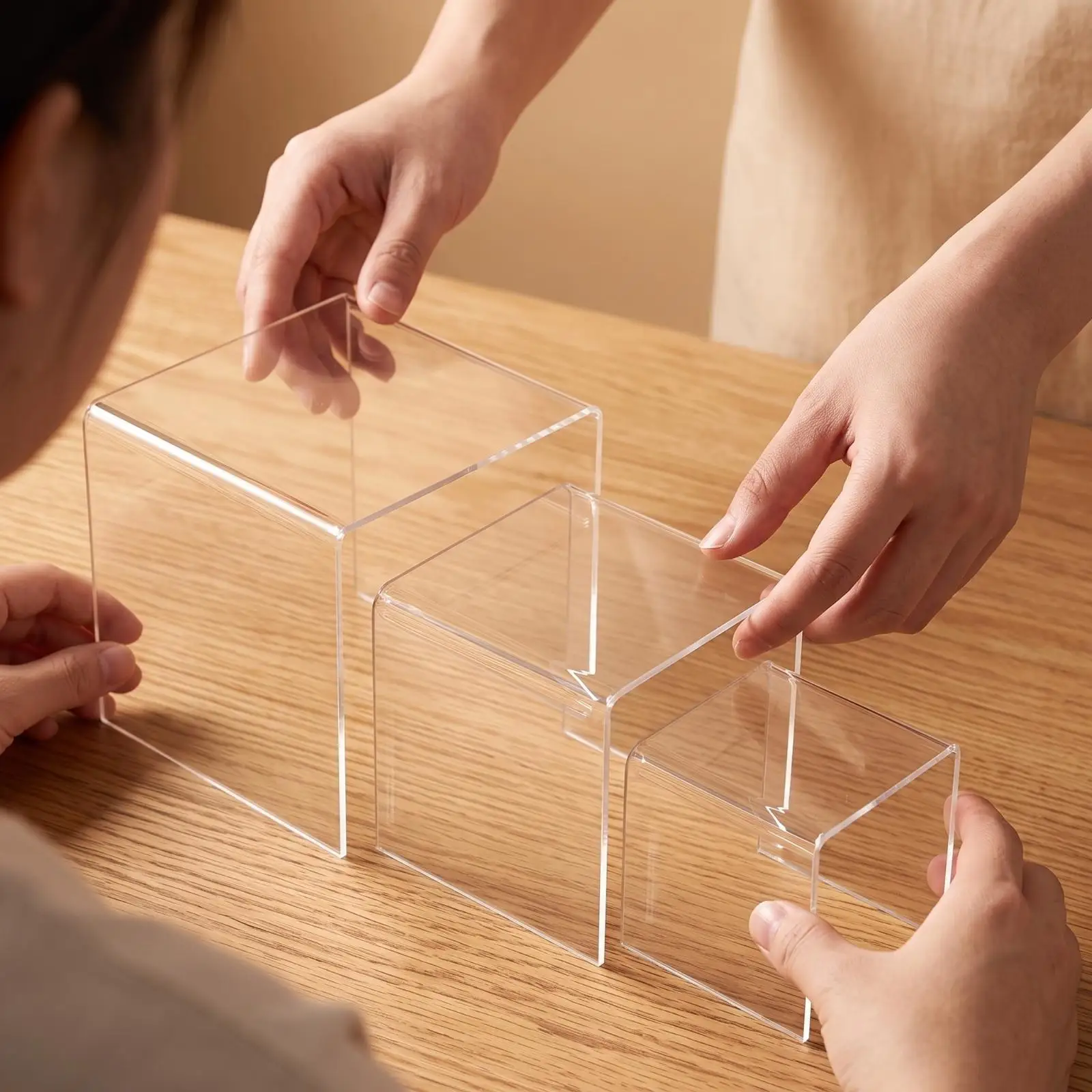 Clear Acrylic Display Stand Elevator Riser for Tabletop Showcase Jewelry Collectibles Decoration Art