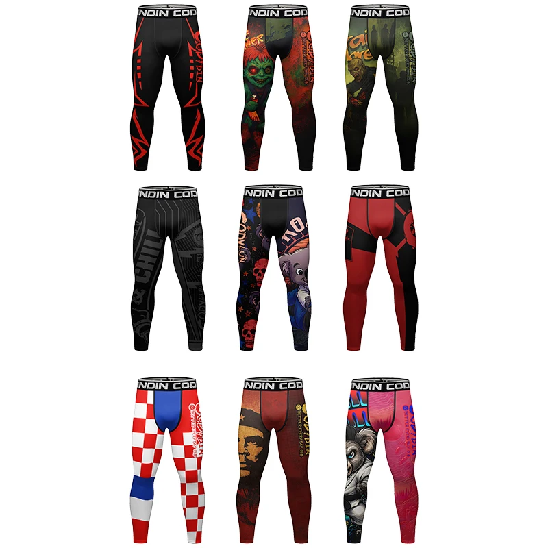 

Cody Lundin, новинка 2025 года, узкие брюки с цифровым принтом, устойчивые к разрыву компрессионные мужские леггинсы для бодибилдинга ММА, Mauytai Stappling