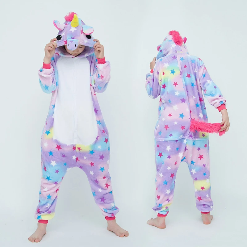 Kigurumi Stern Einhorn Onesies Kinder Kinder Tier Overall Mädchen Jungen Pyjamas Cosplay Kostüme Für Weihnachten Halloween Party