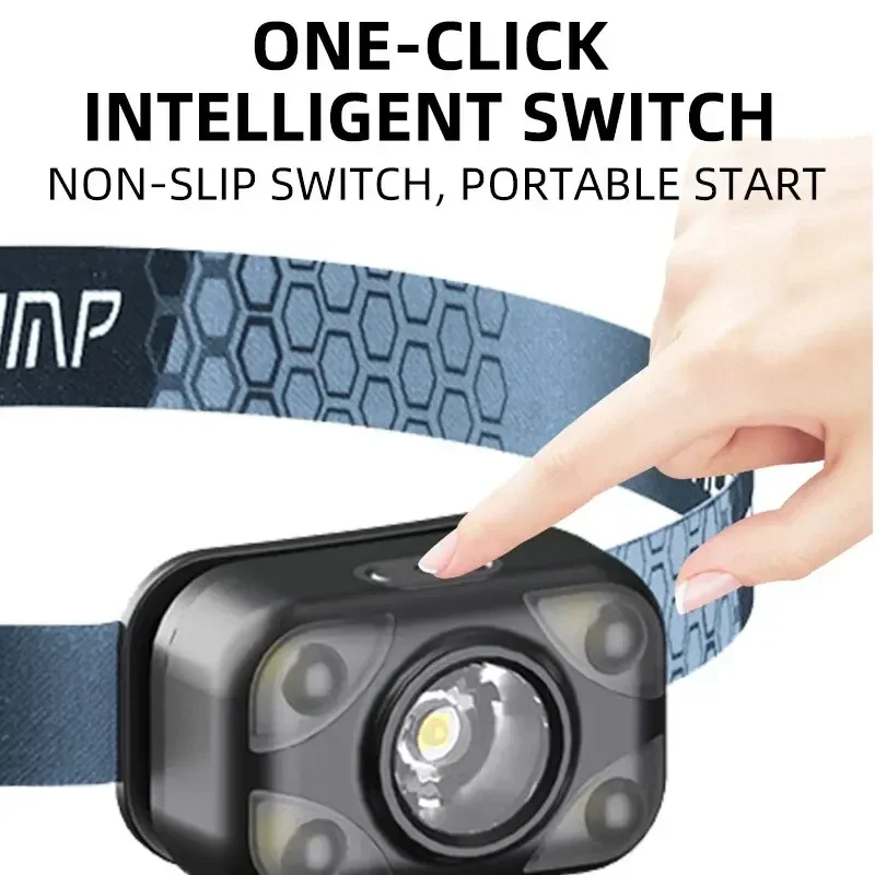 LED Headlamp Induction Flashlight Rechargeable Fishing Lamp Support White Light Ultra-Light Emergency Climping Light