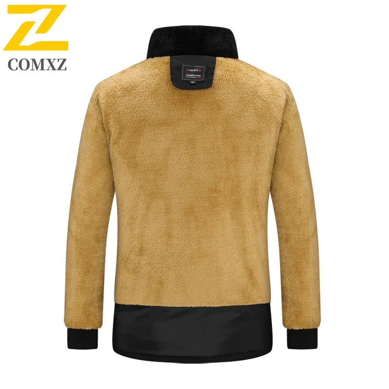 COMXZ Herren-Winterjacke mit Kapuze, hochwertige, lockere, verschneite, wattierte Jacke aus Baumwolle, Skifahren, warme, dicke, mittellange Steppjacke