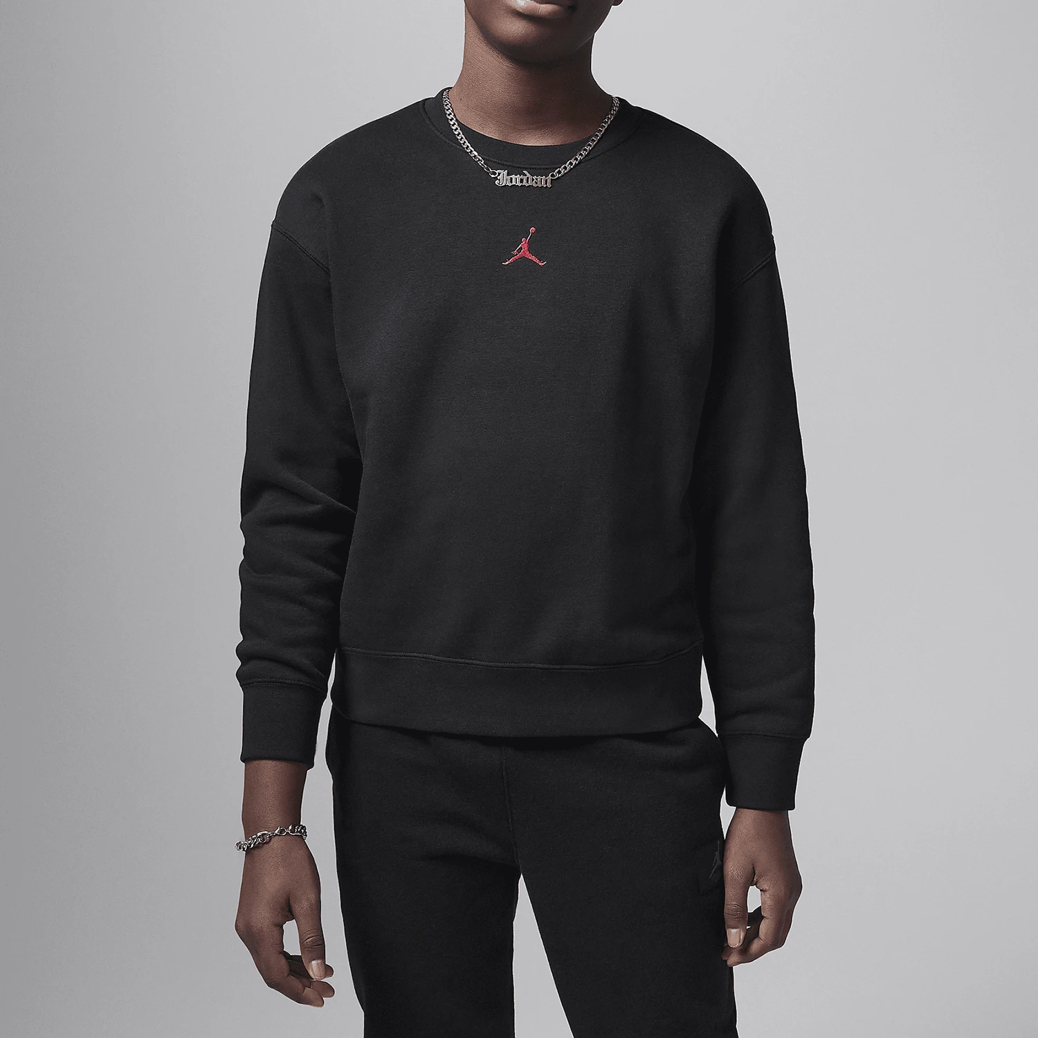 

Официальный оригинальный флисовый свитшот Nike JORDAN для больших детей с круглым вырезом и баскетбольным узором IB5835-010