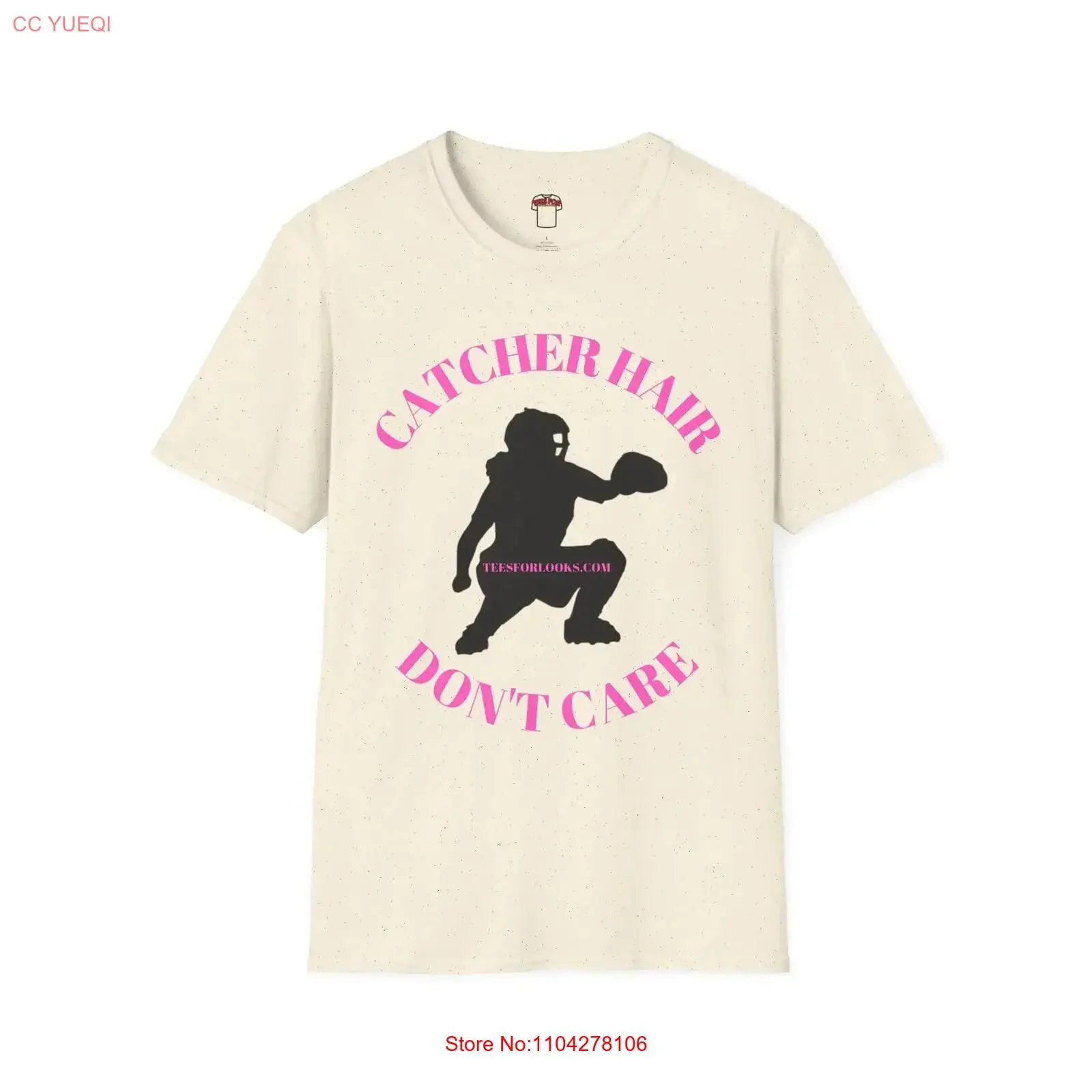 Catcher Hair Don't Care Softball Softstyle T Shirt Fun Baseball for Kids Adults vintage Washed streetwear fashion Stretched