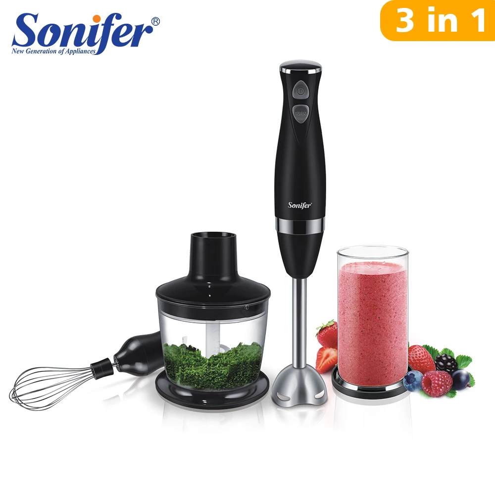 Stainless Steel Hand Blender 3 In 1 Immersion Electric Food Mixer With Bowl Kitchen Vegetable Meat Grinder Chopper Whisk Sonifer