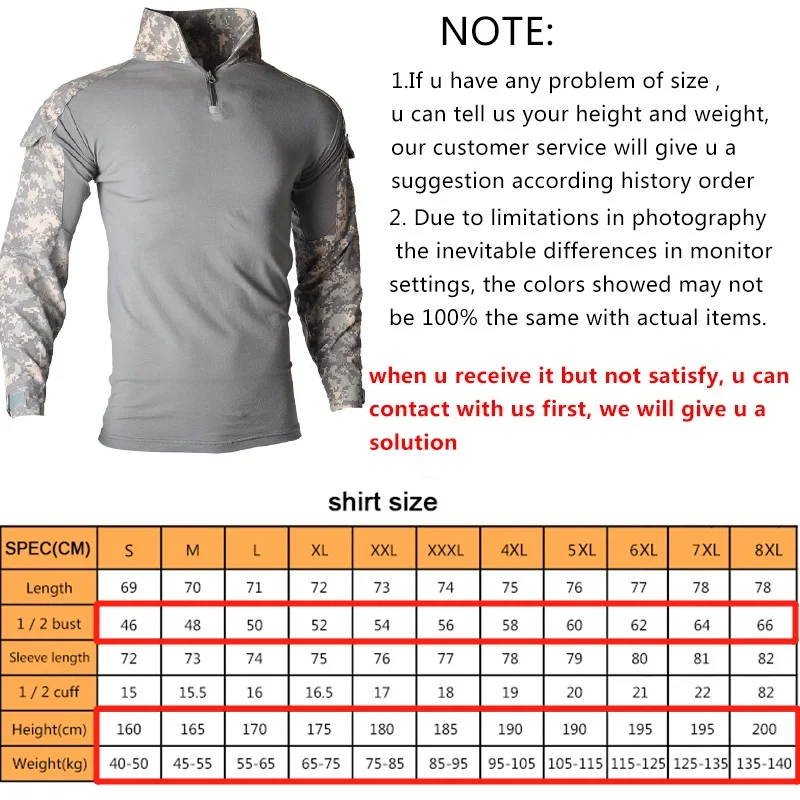 HAN WILD Men's Shirts Softair Combat Tactical Clothing Hunting Uniform Camouflage Airsoft Climb Clothes Camping Shirts Big Size