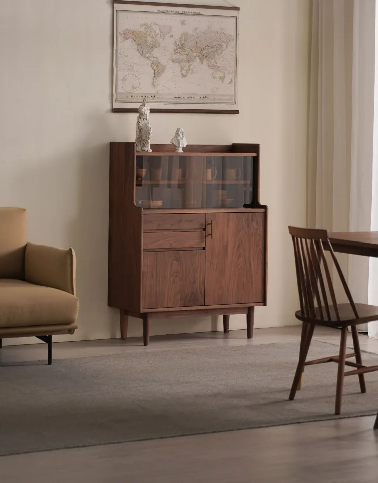 

B North American black walnut dining side log all solid wood modern living room storage locker