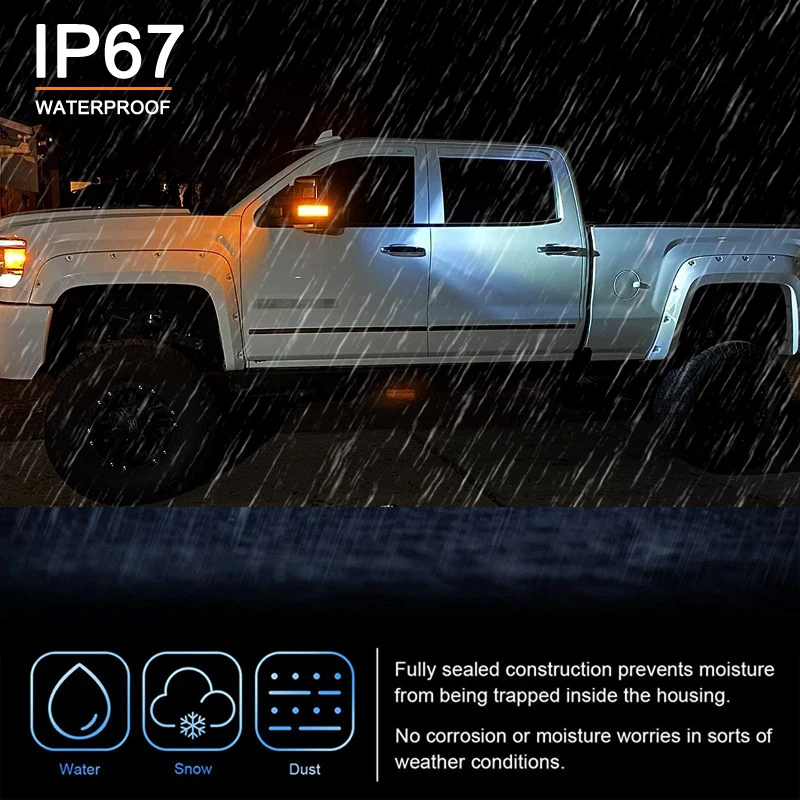 For GMC Sierra Chevrolet Silverado 1500/2500HD/3500HD Pickup Truck LED Side Mirror Lamp Dynamic Turn Signal White Parking Lights view 5