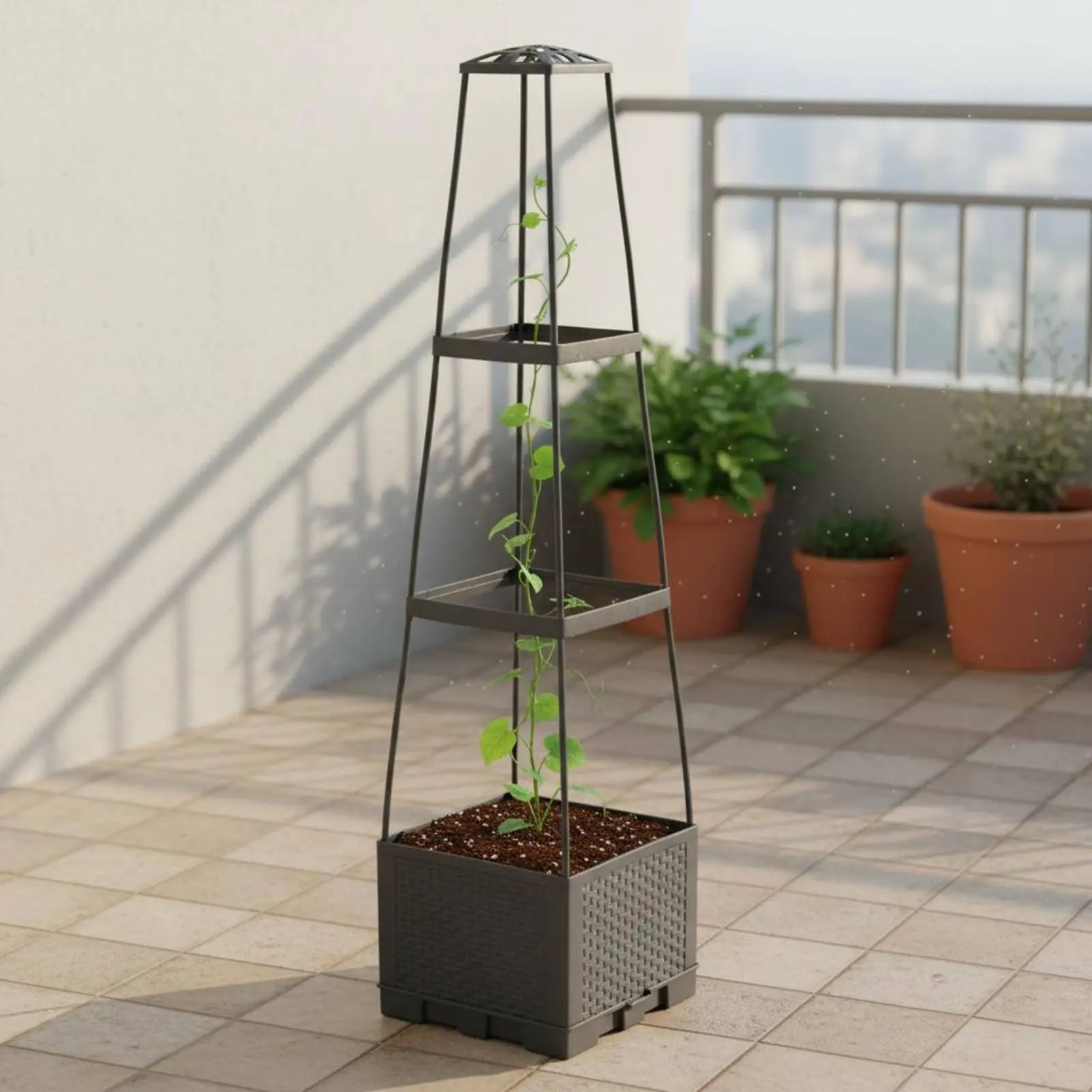 

Planter with Trellis Sturdy Climbing Plant Support Planter Climbing Plant Container Space-Saving Upright Design for Gardeners