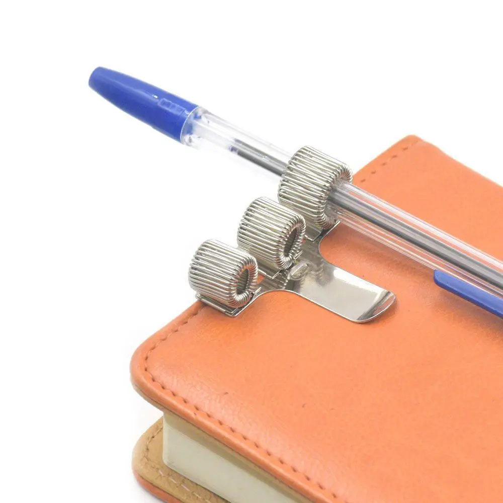 1PC Useful Portable Stationery Elastic Loop Notebook Spring Pen Holder Metal Pen Clips