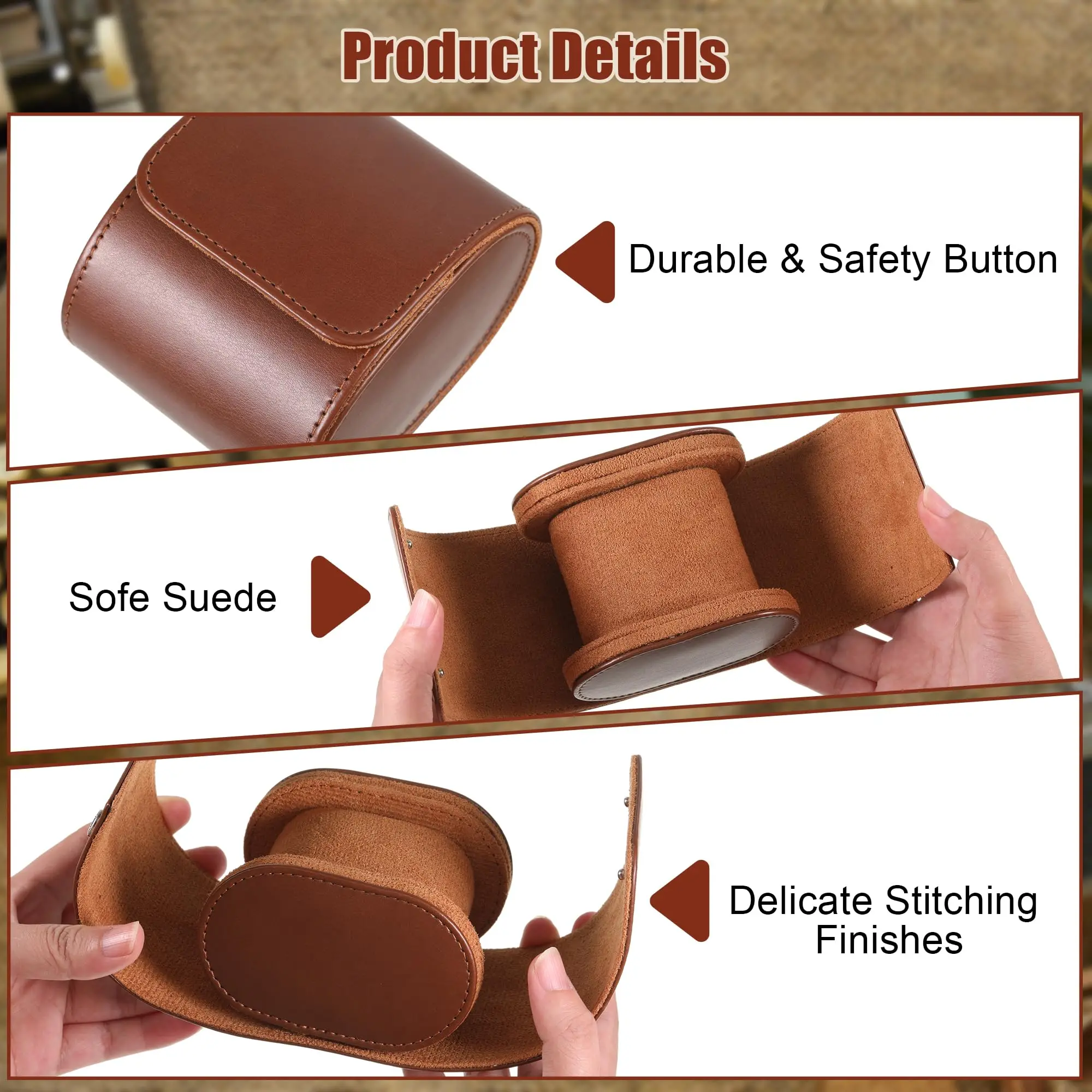 Elegant Watch Travel Case With Pu Leather Exterior Precious Timepieces Single Watch Case Gift