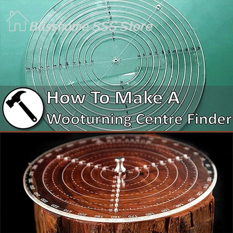【S】20CM/7.87IN Round Center Clear Plastic Finder Lathe Work Compass Circle Gauge Processing Tools For Wood Turning Drawing