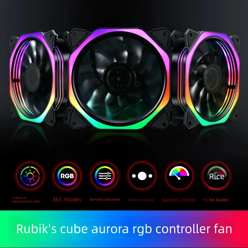 RGB Case Fan 6PIN 12cm Desktop Computer Cooling Fan Color Changing Cooler Up Silent Fan for Computer Case & Radiator