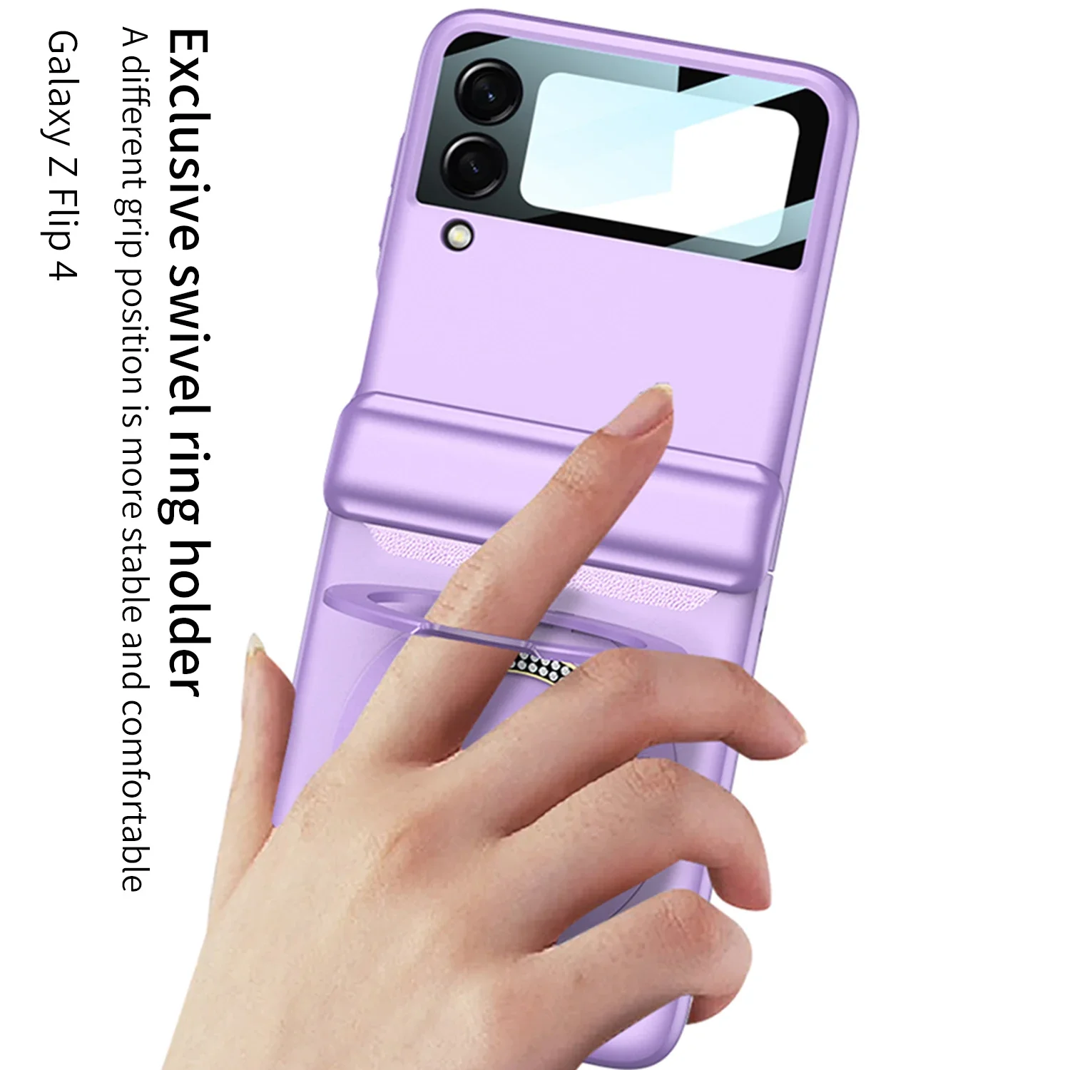 For Samsung Galaxy Z Flip 4 Case Matte All-Inclusive Folding Hinge Ring Bracket Magnetic Wireless Charging Film Shockproof Cover