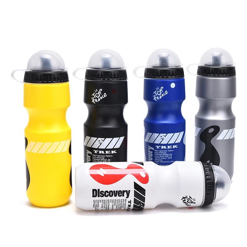 Ketel air olahraga sepeda gunung 750ML, dengan penutup debu PC plastik warna ganda cangkir minum bersepeda