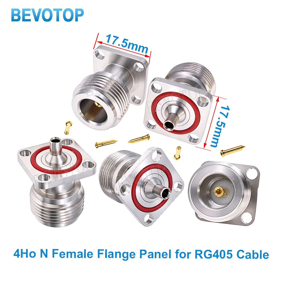 10PCS Waterproof N-KFB2 RF Connector N Female Jack with 4-Hole Square Flange Mount High-Frequency Semi-Flexible RG405/086 Cable