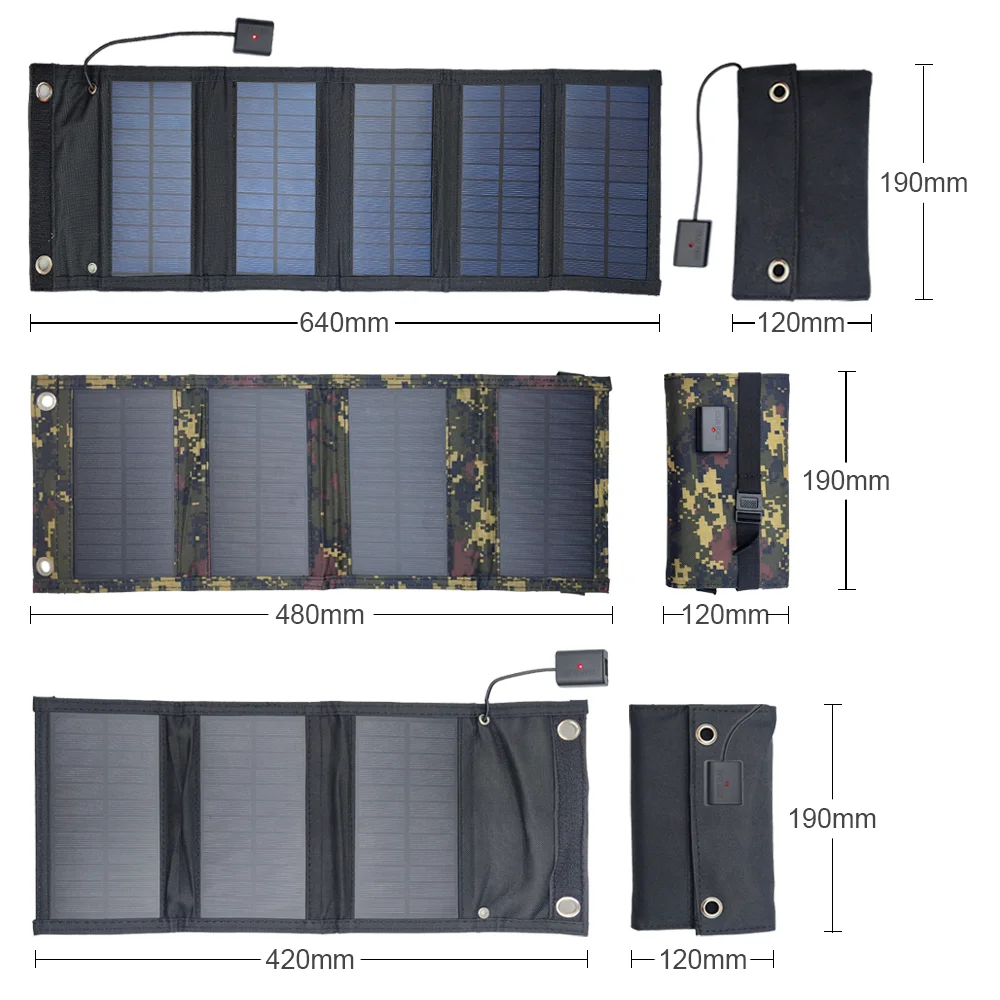 Foldable Solar Panel Phone Charger USB 5V 5W 7W 10W Power Banks For Cell Phone Outdoor Waterproof For Camping Emergency charging