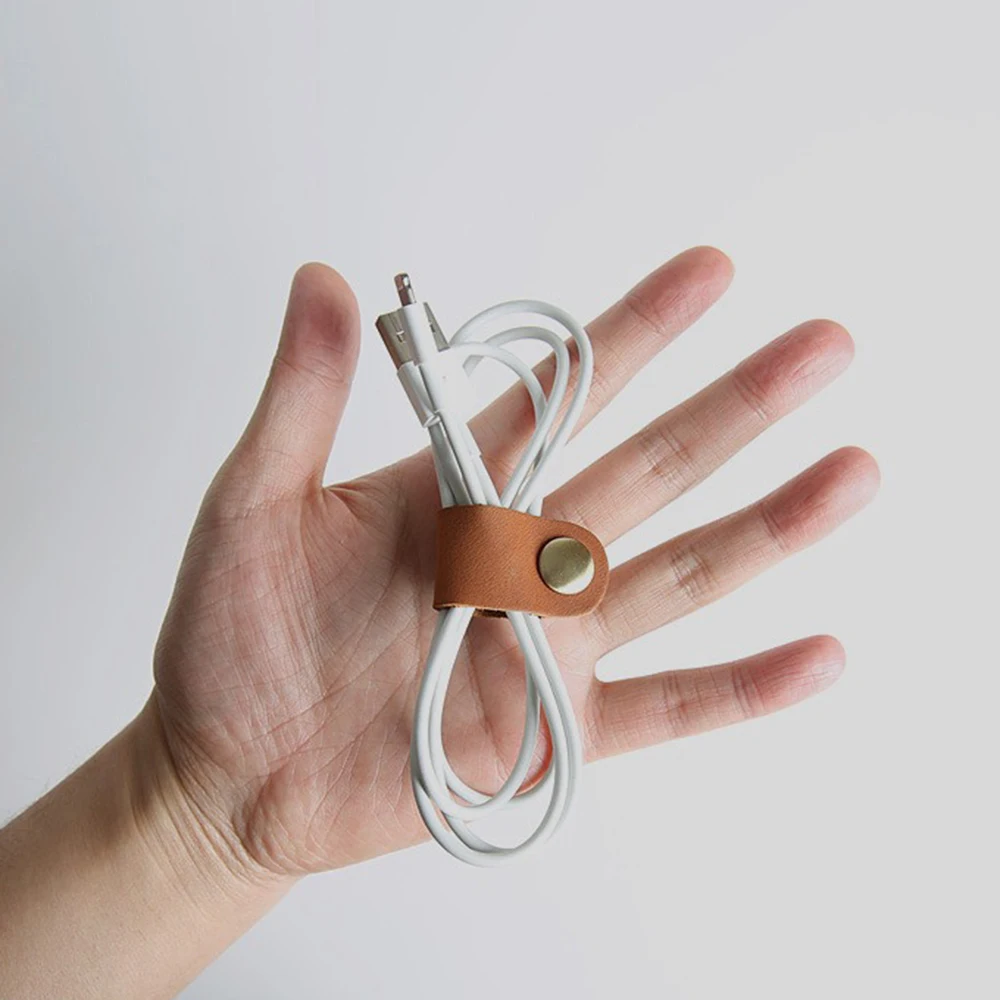 1/2pcs Genuine Leather Hub Headphone Cable Buckle Storage Buckle Winder Suitable For Desktop Organization Charging Cable Storage