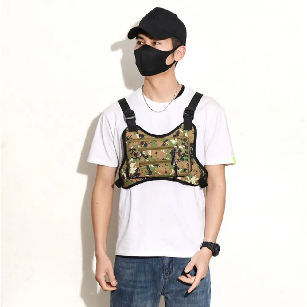 Adjustable Sports Vest Bag Water Resistant Multi-functional MOLLE Chest Bag Lightweight Oxford Cloth Running Vest Bag Running