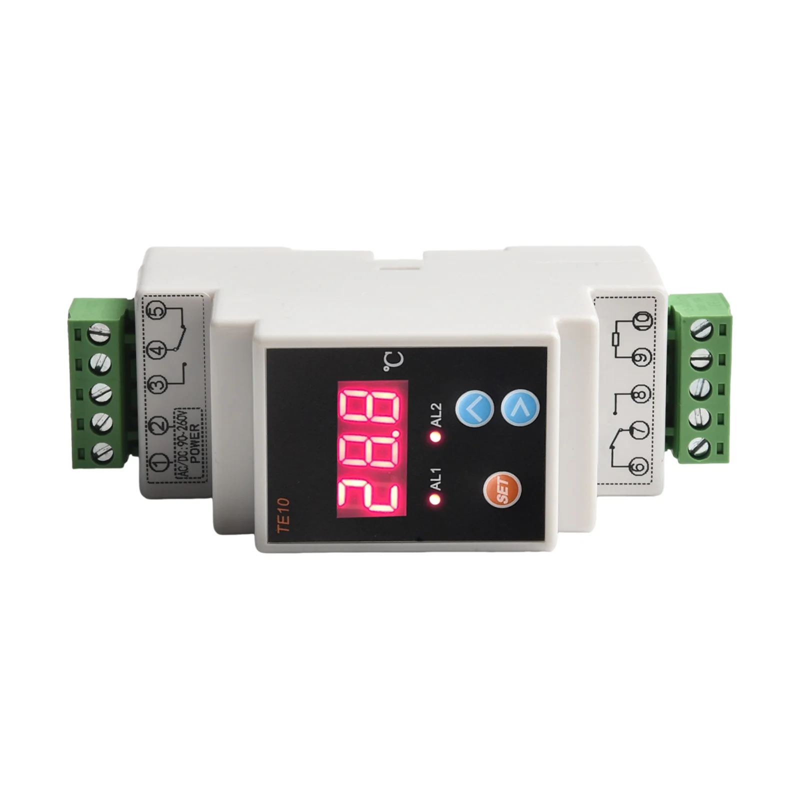 

1pcs AC90~260V Din Rail Thermostat 2 Way Output Temperature Alarm Controller -40~110℃ AC90~260V Length 1.5m Thermostats