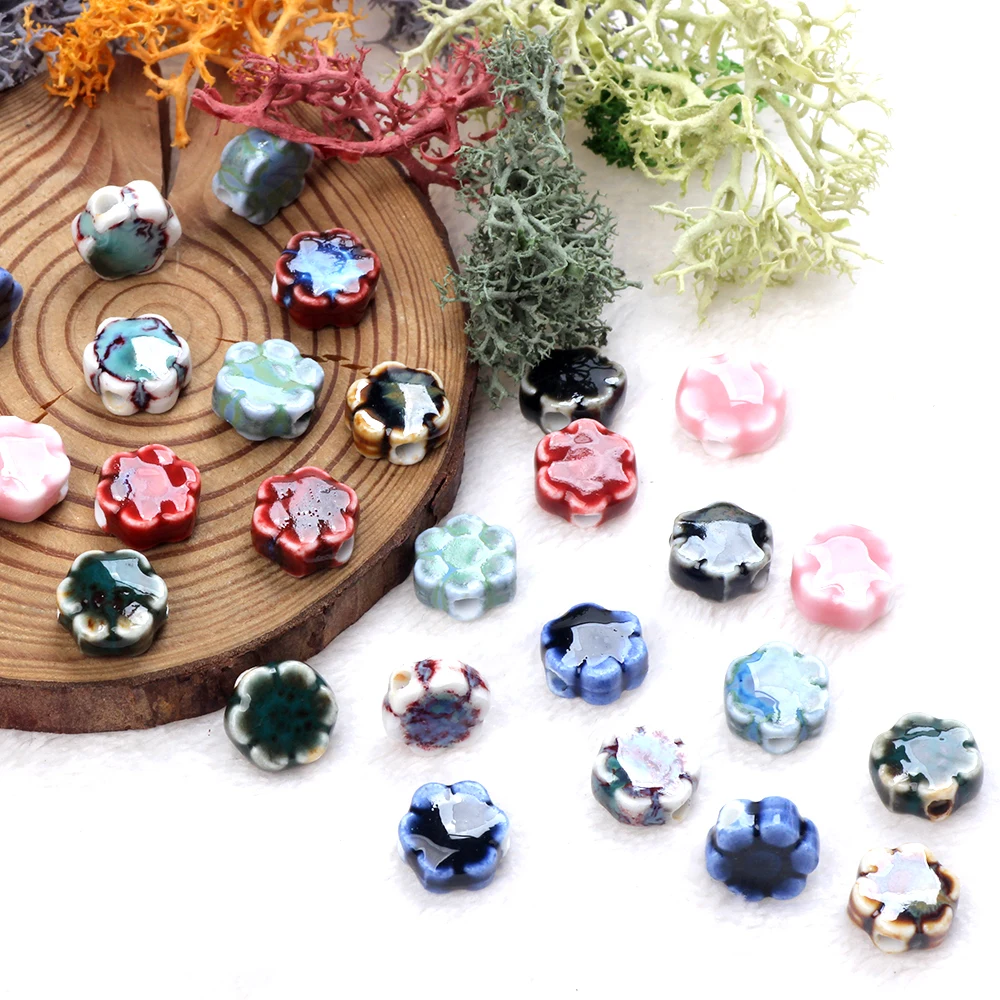 

10 шт./пакет 9 мм керамические лепестки разбросанные бусины DIY ручной работы материал из бисера браслет ожерелье ювелирные изделия свободные аксессуары из бисера