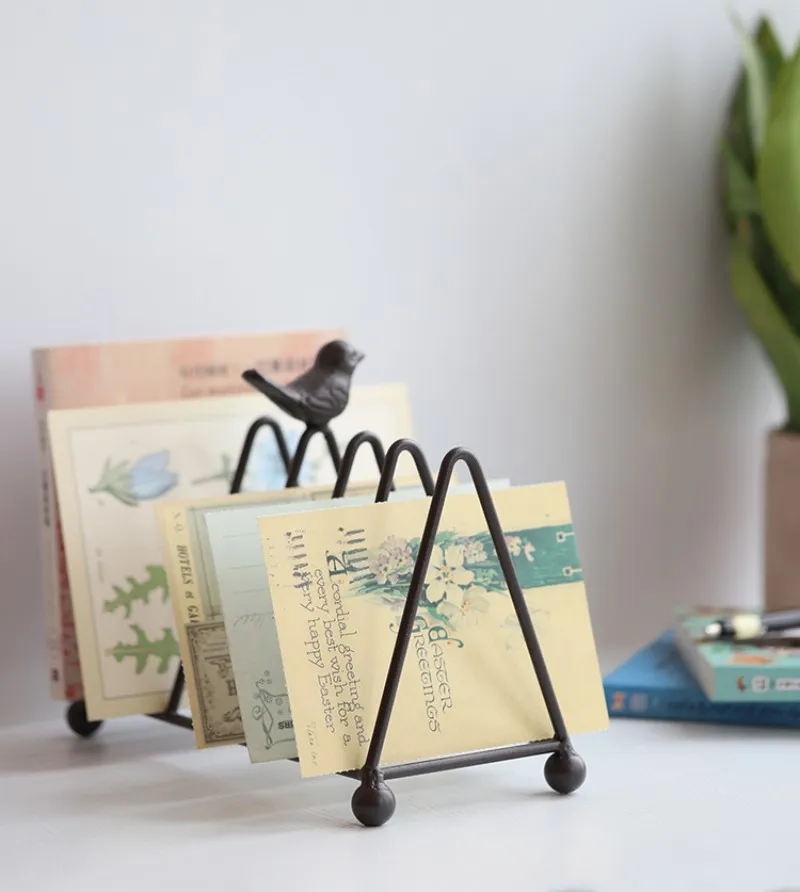 Bird Triangle Bookshelf Magazine Tray Shelf Sorting Shelf Antique Home Storage Decoration Practical Ornaments