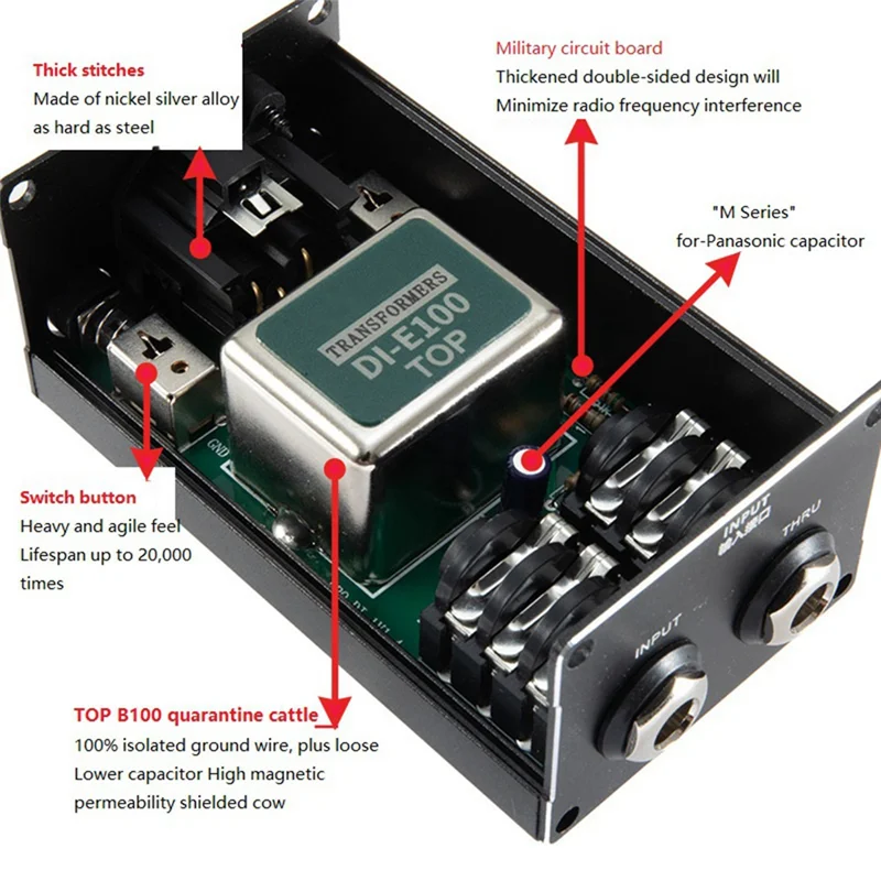 

Single Channel Passive DI-Box With XLR TRS Interfaces Direct Injection Audio Box Balanced & Unbalance Signal Converter, Durable