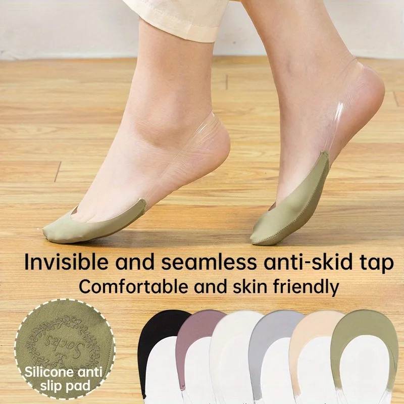 

6 шт. носки из ледяного шелка, носки на высоком каблуке, женские летние тонкие корабельные носки, ремешок, невидимые носки с неглубоким горлышком, противоскользящие