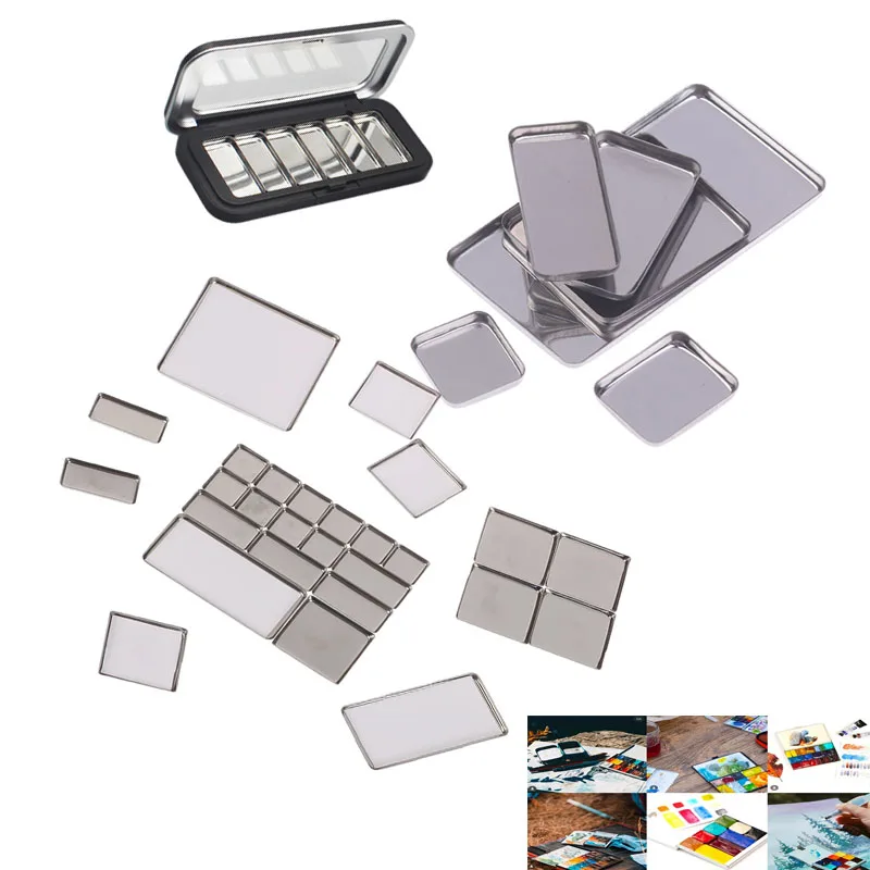 1/5/10 Stück Aquarellbox-Verpackung Gitterpalette Leere Lidschatten-Dose Make-up-Palette Leere Quadratische Palette Eisengehäuse für Puder
