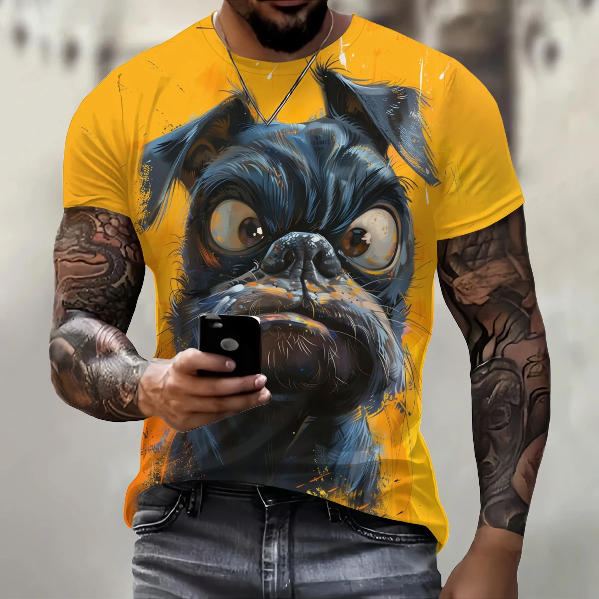 Funny 3D Dog Print Men's T Shirt Casual O-neck Loose Short Sleeve Fashion Trend Men Clothing Summer Breathable Oversized T-shirt image 5
