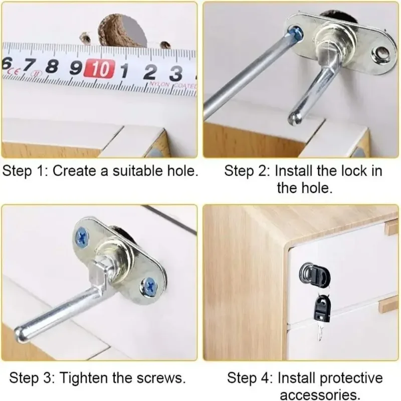 Cabinet Drawer Lock Zinc Alloy Anti-Theft Safety Lock With Key Home Office Furniture Cupboard Desk Cam Cylinder Triple Catch