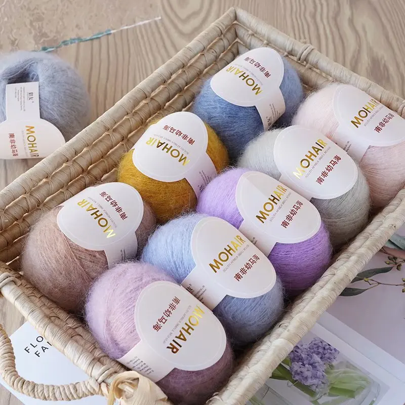 

Silk Mohair Wool Hand Knitting, Long Wool, Fine Yarn, Shawl, Scarf Mink Hand Woven, DIY, Baby, Cashmere, Wholesale