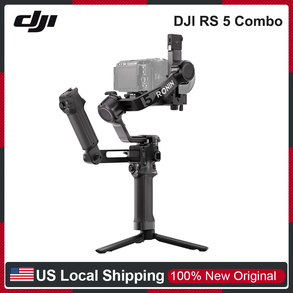 DJI RS 5 Combo Handheld Gimbals 3-Axis Pro Gimbal for DSLR & Mirrorless | Includes Intelligent Tracking & Briefcase Handle | 1H Charge, 14H Standby for DSLR Mirrorless RavenEye Transmission