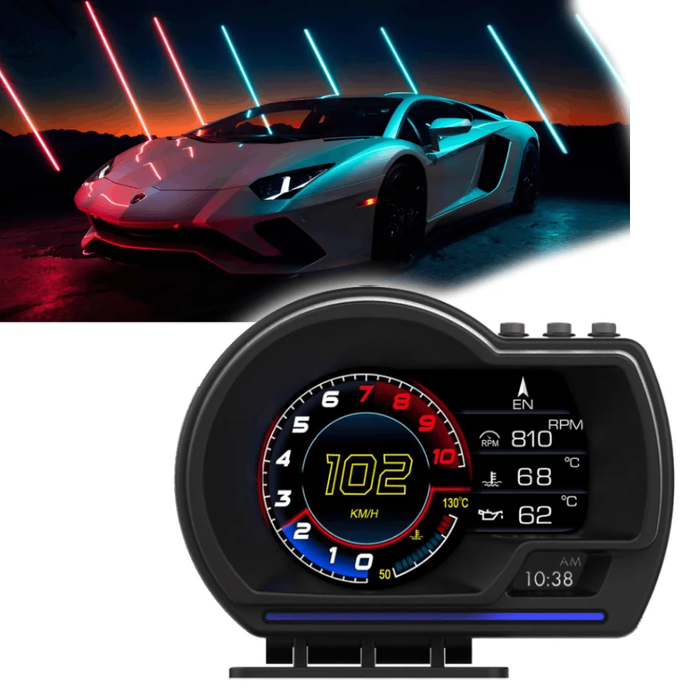 

Новая версия 5,08 HUD P6 OBD + GPS двойная система умный датчик сигнализация скорости высокое разрешение без задержки автомобильный HUD