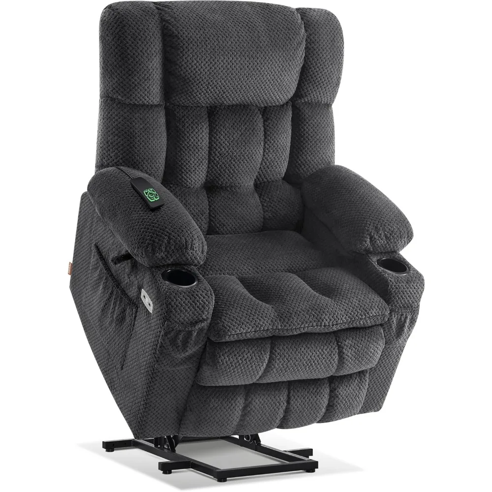 Dual Motor Power Lift Recliner Chair with Massage and Heat for Elderly People, Infinite Position, USB Ports, Cup Holders