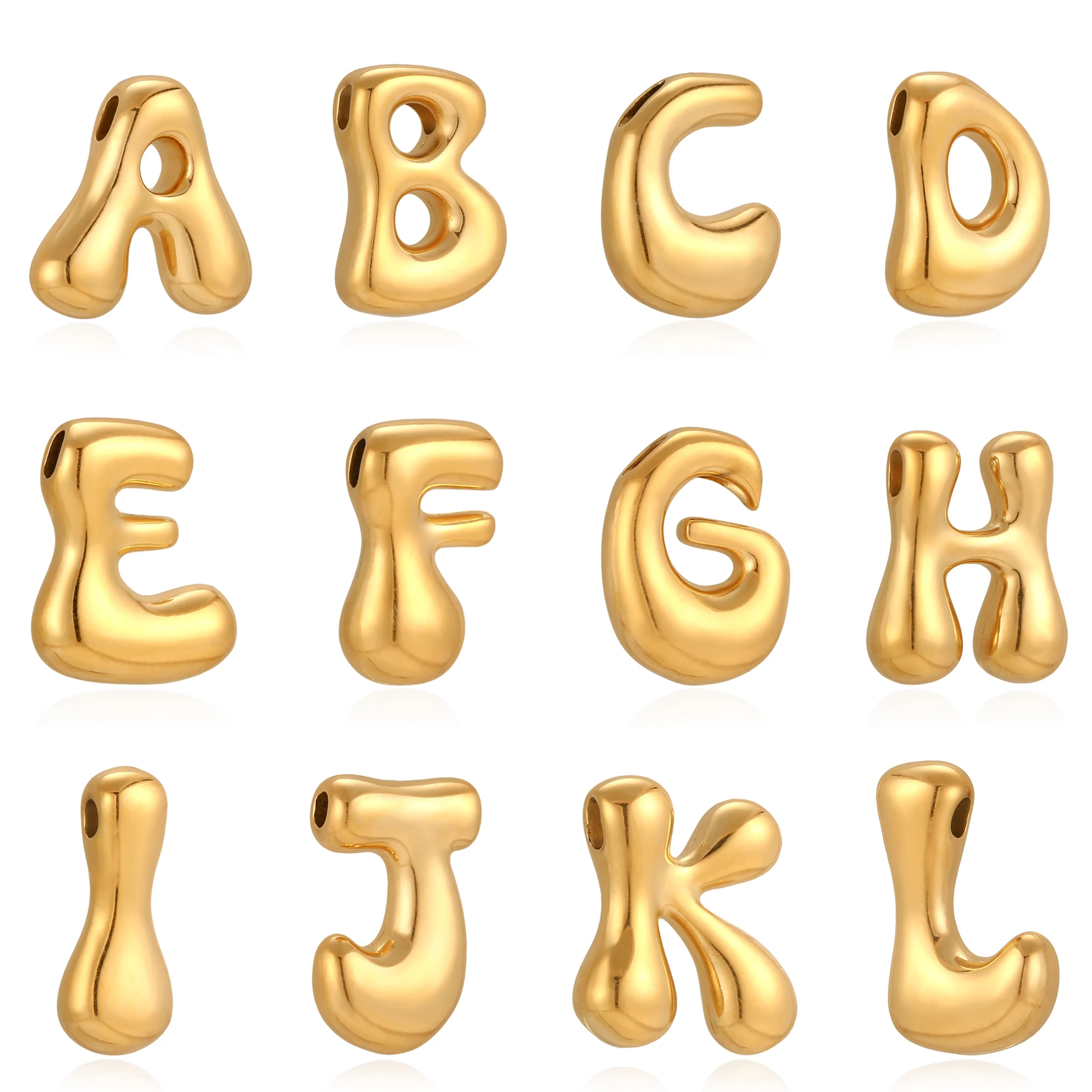 3Pcs Large Balloon Alphabet Letter Charm Stainless Steel Big A-Z Initial Bead DIY Bracelets Necklaces Pendant for Jewelry Making