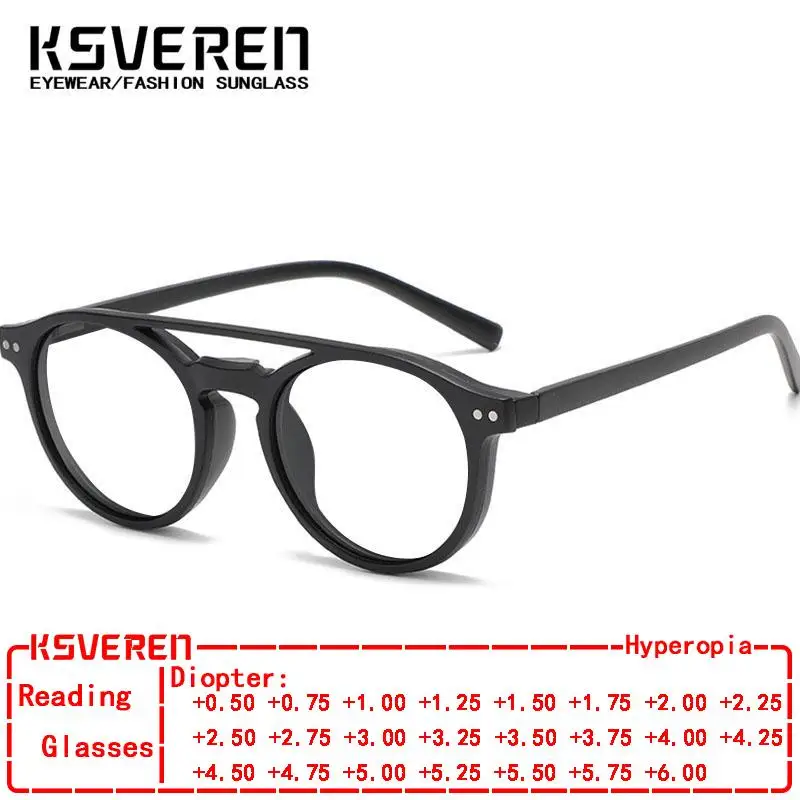 

TR90 Round Anti Blue Light Reading Glasses Men 5 in 1 Magnetic Clip-on Polarized Sunglasses Women Optical Prescription Glasses