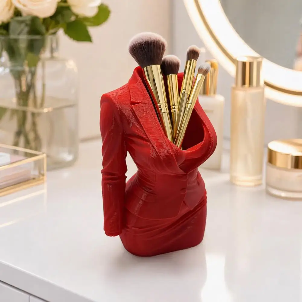 Realistic Suit Figurine Hollow Pen Holder 3d Printed Pencil Holder Desk Organizer Secretary Outfit Shape Pen Makeup Brush Holder