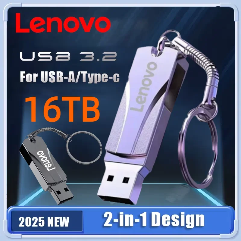 

Lenovo 16TB 2TB USB Flash Drive USB 3.2 Metal Super High Speed Transfer Disk PenDrive Type C Memory Waterproof U Disk Pen Drive