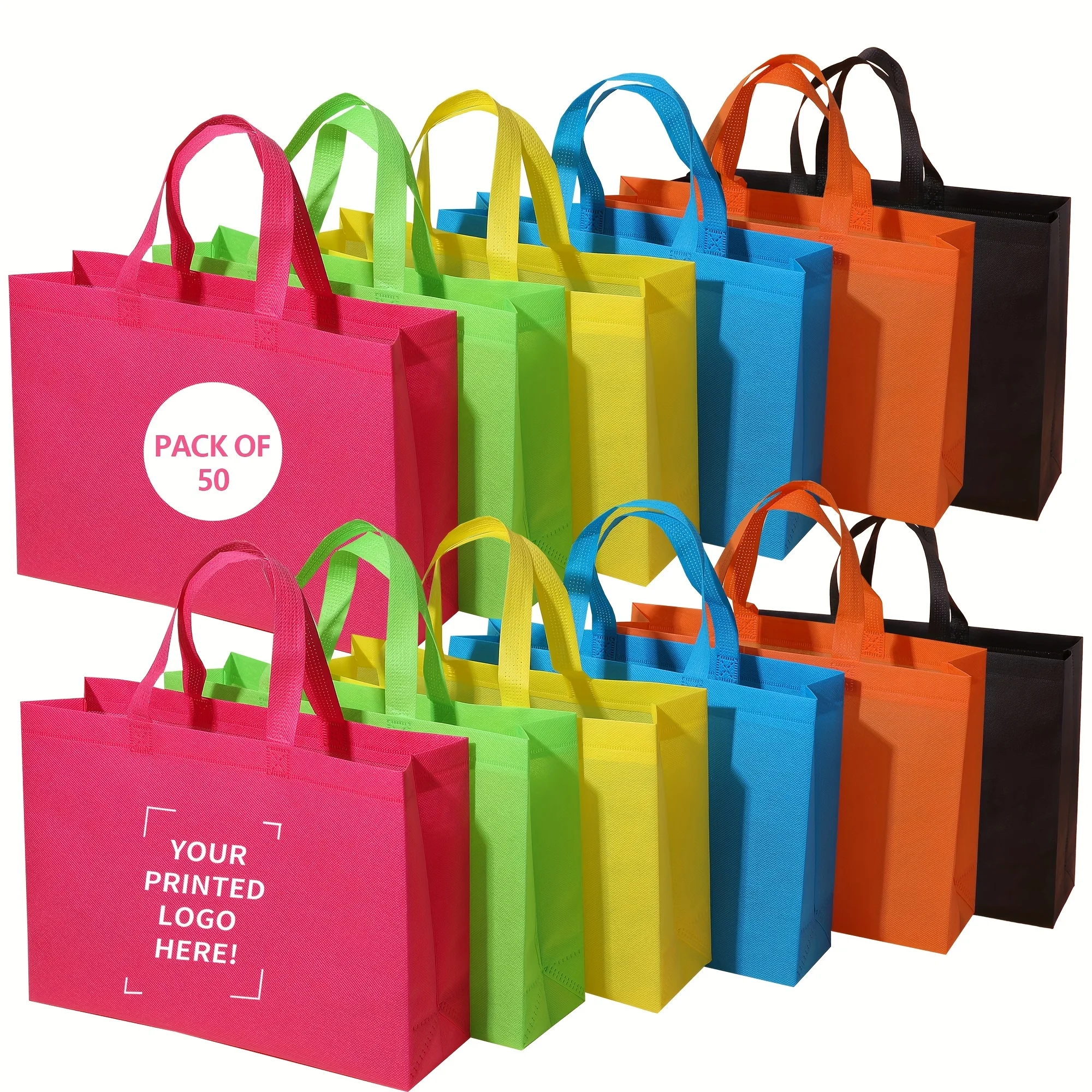

10/20/50pcs [Customized Logo] Double-sided Printing Logo Custom Non Woven Fabric Colorful Tote Bag Decoration | Customized logos