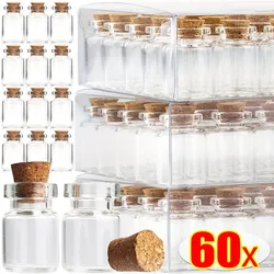 코르크 마개가 있는 미니 투명 유리병, DIY 메시지 위시 병, 향신료 보관 병, 항아리 파티 장식 선물