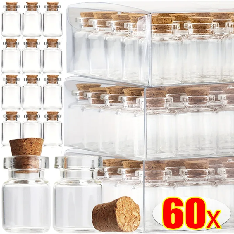 Mini Transparent Glass Bottles DIY Message Wishing Bottle with Cork Stoppers Spice Storage Bottles Jars Party Decoration Gifts