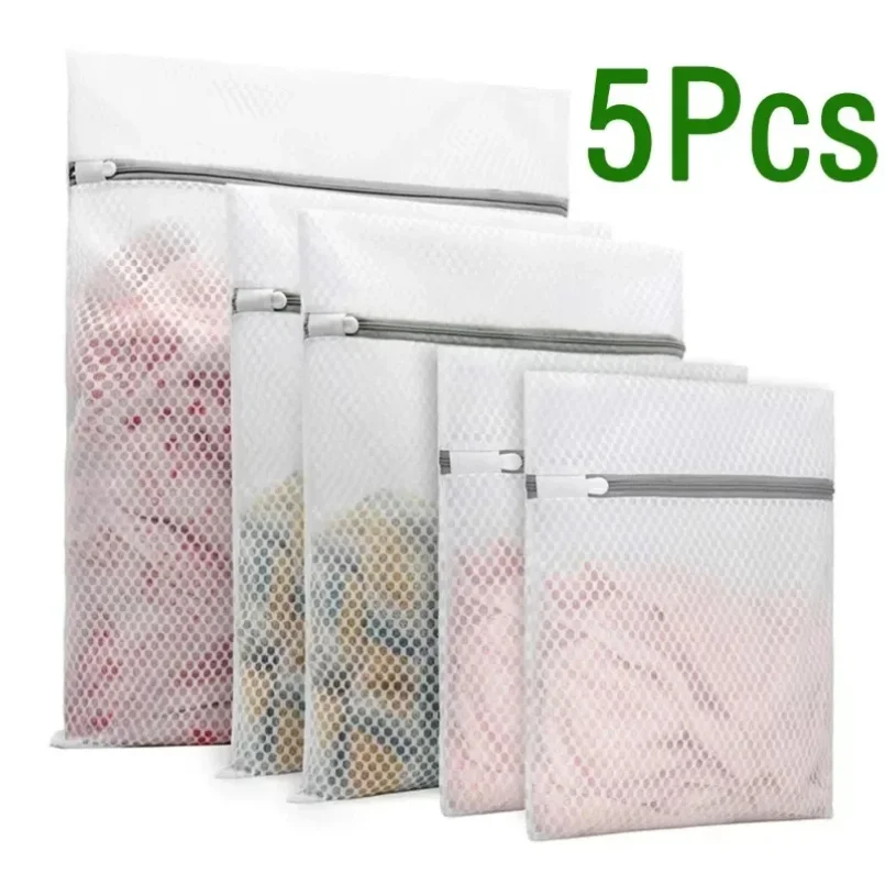 5Pcs Mesh Laundry Bags Durable Honeycomb Mesh Laundry Organizer Bags Reusable Washing Machines Bag