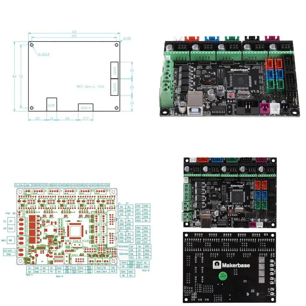 

652F MKS Gen L V1.0 Printer Integrated Mainboard Controller PCB Board Compatible Ramps1.4 Support A4988 8825 Motor Driver