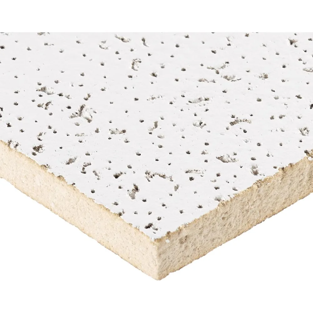 2x4 天井タイル - 10枚入り ホワイト; 吊り下げ式グリッド用吸音天井; ランダムテクスチャ 933