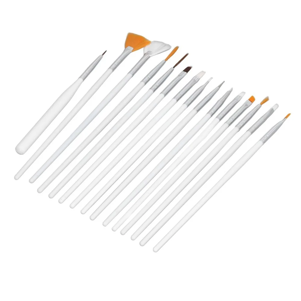 2 Set Synthetic Brush Nail Art Brushes Light Handle Transparent Shaft Liner Brushes Tapered Brush Head Multi Tip Size