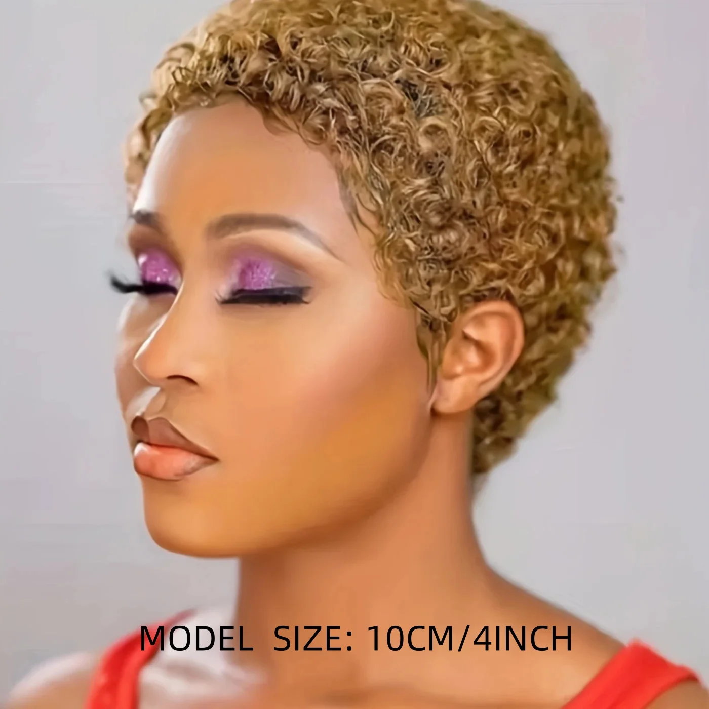 99J ショートカーリー人毛ウィッグ女性のためのフルマシンメイド変態カーリーウィッグ人毛